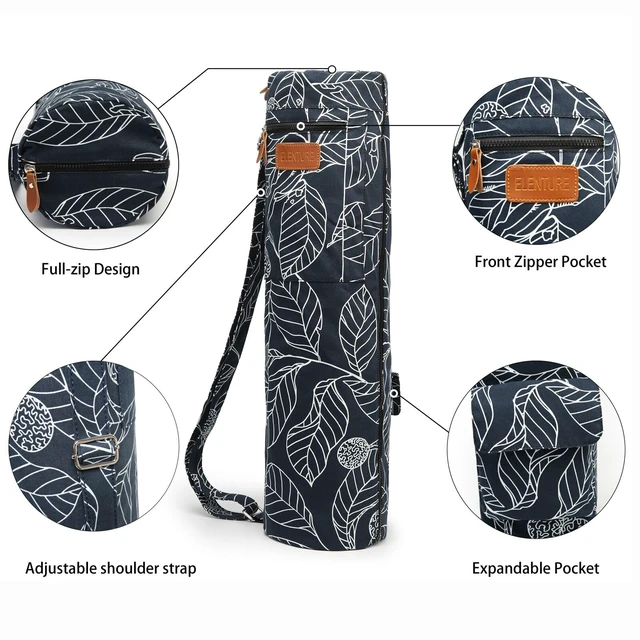 Alt view image 4 of 7 - Yoga Mat Bag for Women & Men, Full-Zip Canvas Pilates Bag with Pockets | Lightweight Yoga Mat Carrier with Adjustable Shoulder Strap, Fits 1/4 & 1/3 Inch Thick Mats, for Studio Gym Travel Workout