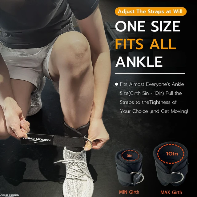 Alt view image 3 of 6 - AOHO MOOON Ankle Strap (2 Pieces) for Cable Machine Women - Gym Workout Leg Strap, Premium Padding Ankle Cuffs, Glute Kickback Exercises Equipment, Pulley Attachment, One Size Fit All(Pair, Black)