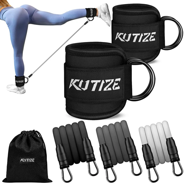 Main image of Ankle Resistance Bands with Cuffs for Women- 3-Level Adjustable Leg Butt Booty & Glute Workout Equipment, Portable Home Gym Exercise Bands for Kickbacks, Hip Thrusts, Yoga, Strength Training