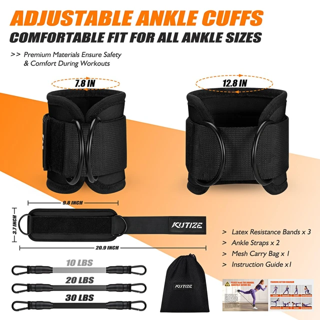 Alt view image 4 of 7 - Ankle Resistance Bands with Cuffs for Women- 3-Level Adjustable Leg Butt Booty & Glute Workout Equipment, Portable Home Gym Exercise Bands for Kickbacks, Hip Thrusts, Yoga, Strength Training