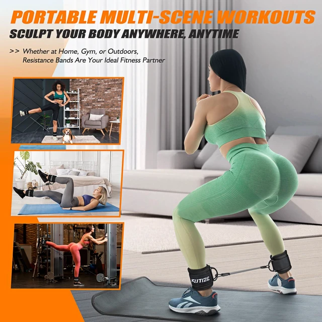 Alt view image 7 of 7 - Ankle Resistance Bands with Cuffs for Women- 3-Level Adjustable Leg Butt Booty & Glute Workout Equipment, Portable Home Gym Exercise Bands for Kickbacks, Hip Thrusts, Yoga, Strength Training