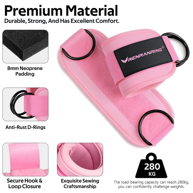 Alt view image 2 of 7 - Ankle Resistance Bands w/Cuffs, Ankle Weights Women Booty Workout Equipment | Ankle Bands for Working Out, Kickbacks Hip, Leg Glute, Resistance Exercise Bands for Butt Lift, Home Gym Fitness Equipment