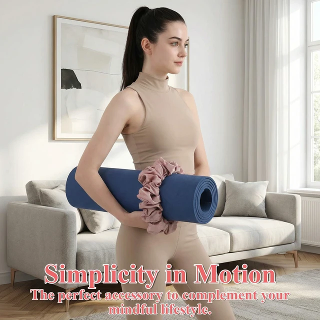 Alt view image 5 of 7 - ElevateTech Yoga Mat Scrunchie Yoga Strap for Carrying Mat Durable & Elasticity Fabric MatHolder Fits All Standard YogaMats 2PCS (Mat Not Included)