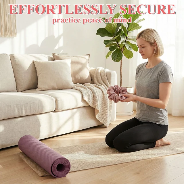 Alt view image 7 of 7 - ElevateTech Yoga Mat Scrunchie Yoga Strap for Carrying Mat Durable & Elasticity Fabric MatHolder Fits All Standard YogaMats 2PCS (Mat Not Included)