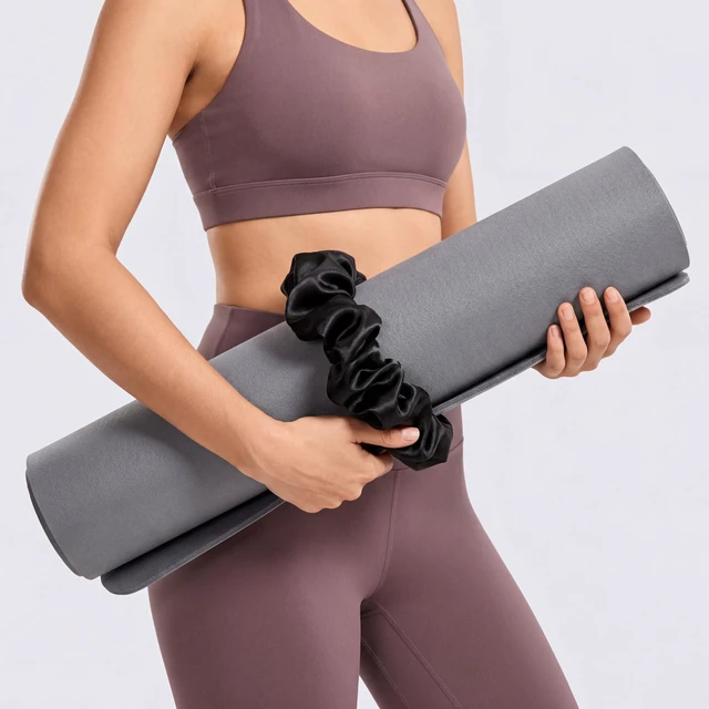 Alt view image 5 of 6 - Rivvlive Yoga Mat Scrunchie Holds Your Mat in Style Satin Elastic Strap Band Durable and Elasticity Fabric Fits All Standard Yoga Mats