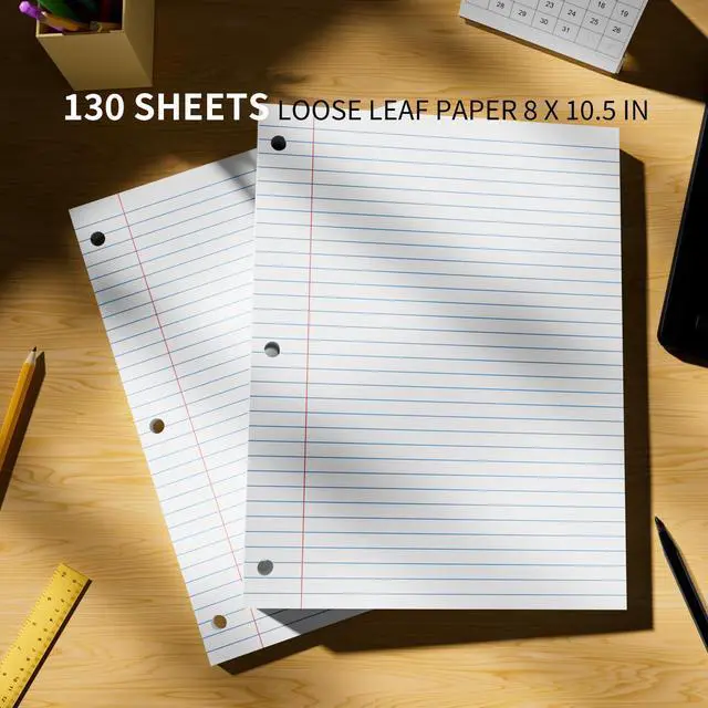 Alt view image 5 of 7 - 390 Sheets Loose Leaf Paper 8" x 10.5" Filler Paper College Ruled 3-Hole Punched Lined Paper Notebook Paper for 3-Ring Binders Notepad Writing Note Pads Ideal for Home, School, Office
