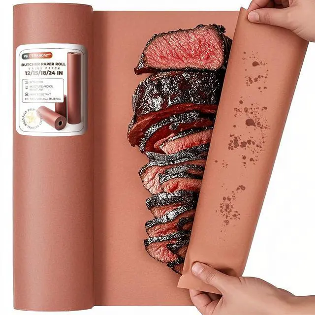 Main image of 18" x 200' (2400") Pink Butcher Paper Roll for Smoker BBQ Grilling Smoking Meat Unbleached Uncoated Unwaxed Peach (Pink, 18" x 200')