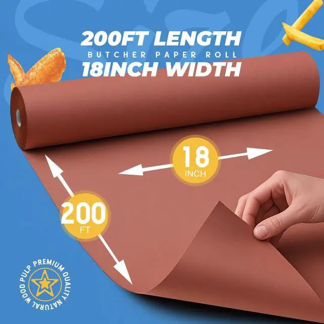 Alt view image 2 of 6 - 18" x 200' (2400") Pink Butcher Paper Roll for Smoker BBQ Grilling Smoking Meat Unbleached Uncoated Unwaxed Peach (Pink, 18" x 200')