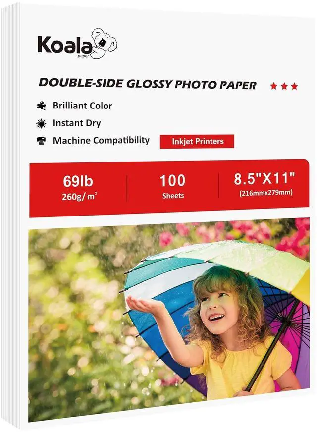 Main image of Double Sided Thick Glossy Photo Paper 8.5x11 Inch 69LB 100 Sheets