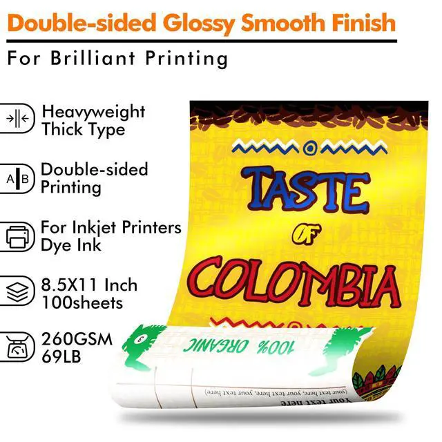 Alt view image 2 of 7 - Double Sided Thick Glossy Photo Paper 8.5x11 Inch 69LB 100 Sheets