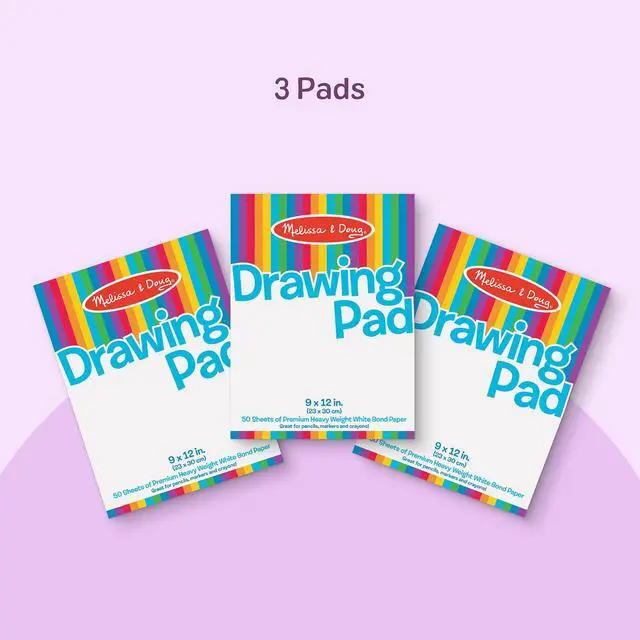 Alt view image 6 of 7 - Drawing Paper, Sketch Pad, 3-Pack Bundle for Coloring, Writing or Painting (9 x 12 inches) - 50 Sheets Each, Kids Drawing Pad & Art Supplies for Kids Ages 3+ - FSC Certified