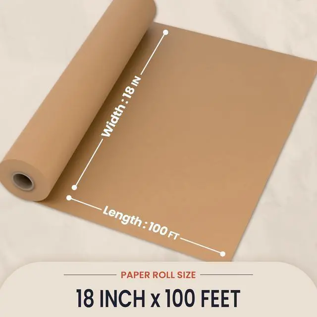 Alt view image 2 of 7 - Brown Kraft Butcher Paper Roll - 18 Inch x 100 Feet - USA Made - Food-Grade Paper for Wrapping and Smoking Meat, BBQ, Grilling, Perfect Brisket Crust - Durable, Unbleached, Uncoated & Unwaxed