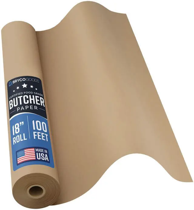 Main image of Brown Kraft Butcher Paper Roll - 18 Inch x 100 Feet - USA Made - Food-Grade Paper for Wrapping and Smoking Meat, BBQ, Grilling, Perfect Brisket Crust - Durable, Unbleached, Uncoated & Unwaxed