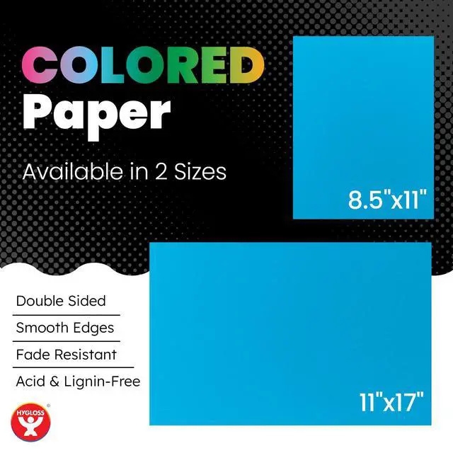 Alt view image 2 of 6 - Assorted Bright Colored Paper - 24 lb, 89 gsm, Acid-Free, Fade-Resistant, 11x17-Inch Ledger Size Color Copy Paper, 48 Sheets, 12 Colors