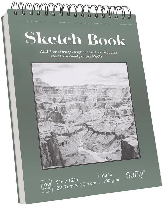 Main image of Sketch Book 9x12, 100-Sheet Drawing Paper Pad, 68lb/100gsm, Acid-Free