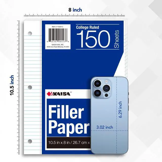 Alt view image 3 of 7 - Notebook Paper Bulk Wholesale Available 3 Pack Notebook Paper College Ruled 3-Hole Punched Loose Leaf Paper 8x10.5 Filler Paper for 3-Ring Binder, 150 Sheets/Pack (3 Pack-college)