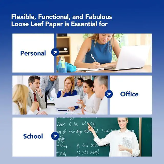 Alt view image 6 of 7 - Notebook Paper Bulk Wholesale Available 3 Pack Notebook Paper College Ruled 3-Hole Punched Loose Leaf Paper 8x10.5 Filler Paper for 3-Ring Binder, 150 Sheets/Pack (3 Pack-college)
