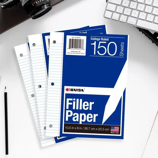 Alt view image 7 of 7 - Notebook Paper Bulk Wholesale Available 3 Pack Notebook Paper College Ruled 3-Hole Punched Loose Leaf Paper 8x10.5 Filler Paper for 3-Ring Binder, 150 Sheets/Pack (3 Pack-college)