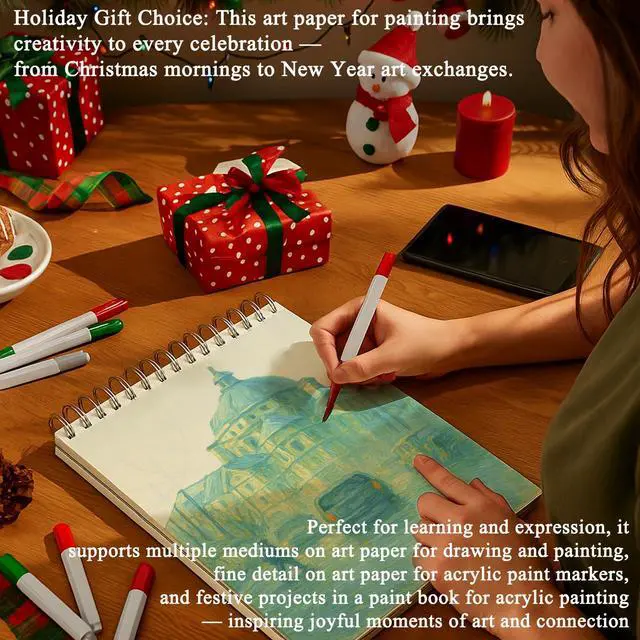 Alt view image 7 of 7 - 8x10 Sketchbook for Acrylic Paint, 246 lb/ 400gsm Thick Paper for Painting, 20 Sheets(40page) Paint Paper for Acrylic Painting, Drawing & Art Supplies.