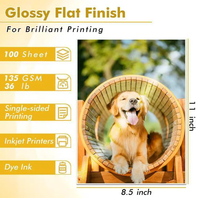 Alt view image 2 of 7 - Glossy Thin Inkjet Printer Paper 8.5x11 Inches 100 Sheets 36LB