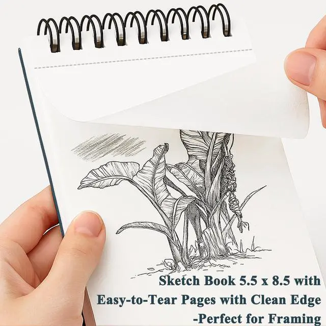 Alt view image 5 of 7 - Small Sketch Book, Spiral-Bound Sketchbook 5.5 x 8.5 2-Pack 200 Sheets