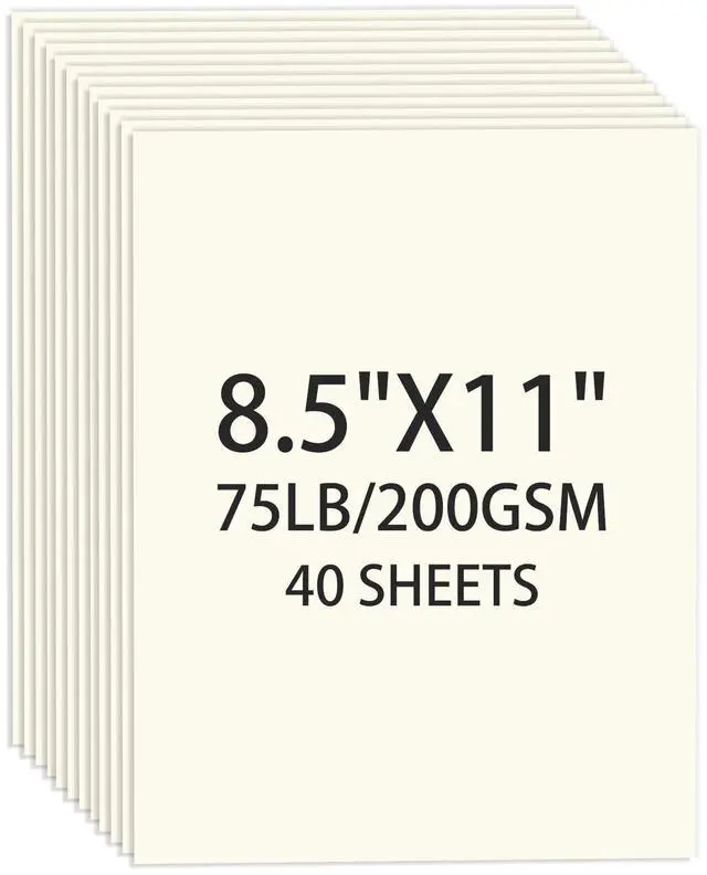 Main image of Cream Cardstock 8.5 X 11, 40 Sheets Card Stock, 75lb/ 200gsm Copy Paper