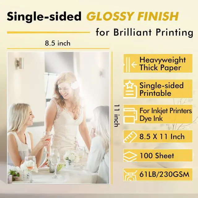 Alt view image 2 of 7 - Glossy Photo Paper Heavyweight Thick 8.5x11 Inch 61LB 100 Sheets