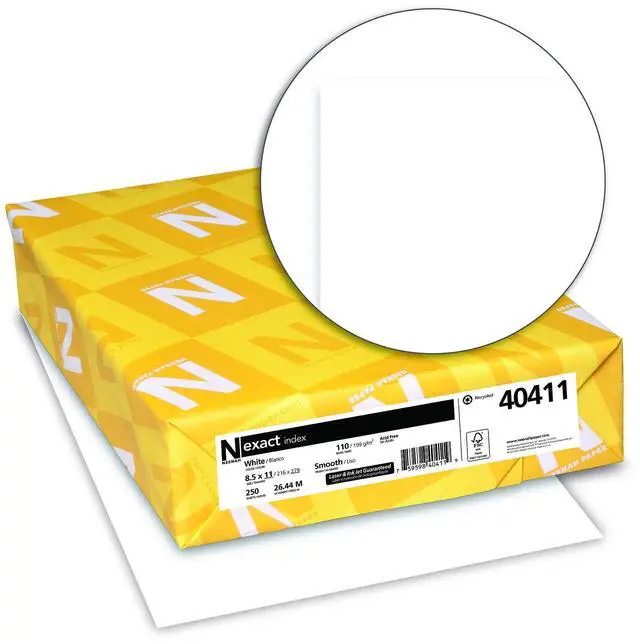 Main image of Paper Exact Index Card Stock, 94 Bright, 110 lb Index Weight, 8.5 x 11, White, 250/Pack