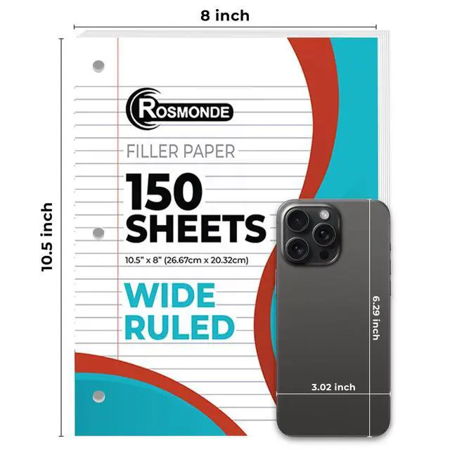 Alt view image 3 of 7 - 450 Sheets Loose Leaf Paper, 3 Pack, Wide Ruled Filler Paper