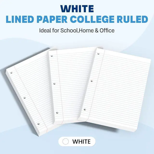 Alt view image 3 of 7 - White Loose Leaf Paper 8 x 10.5, 130 Sheets Lined Paper College Ruled Paper