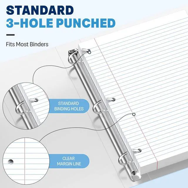 Alt view image 5 of 7 - White Loose Leaf Paper 8 x 10.5, 130 Sheets Lined Paper College Ruled Paper