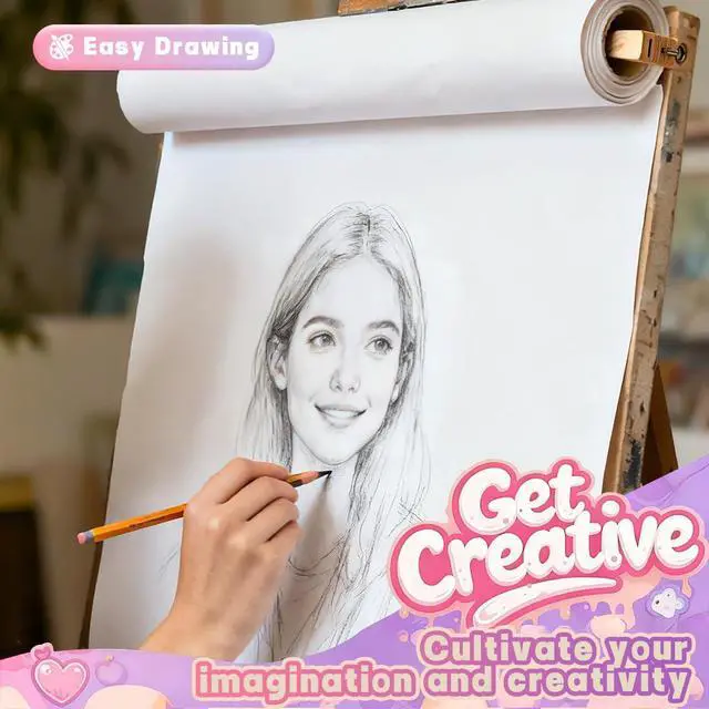 Alt view image 3 of 6 - Craft Paper Roll 15" x 450" Kraft Paper White Easel Paper Roll for Moving Gift Wrapping Art Bulletin Board Paper Floor Covering Bouquet Flower Packing Painting Drawing Poster Chart Paper