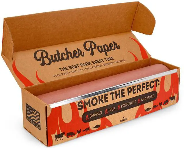 Main image of Pink Butcher Paper Roll with Dispenser Box, 18" x 175' (2100) Food-Grade Peach Butcher Paper for Smoker, BBQ, Grilling, Smoking Meat - USA Made - Unbleached, Uncoated and Unwaxed