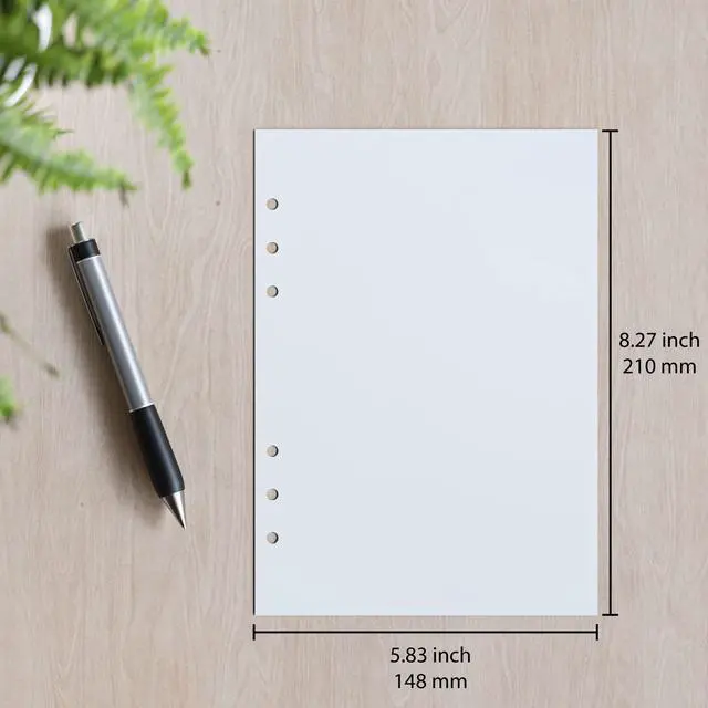 Alt view image 4 of 7 - A5 Blank Paper 6-Hole Punched, 250 Sheets, 100 GSM, 5.83 x 8.27 inches