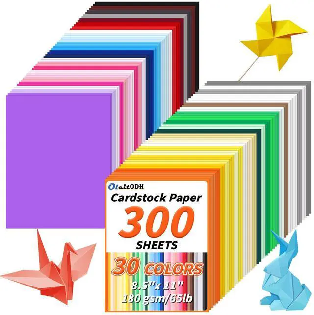 Main image of Colored Cardstock Bulk 300 sheets, 8.5 x 11 Cardstock Paper 30 Assorted Colors Construction Paper,180 GSM Card Stock Scrapbooking Supplies for Diy Crafts Cricut Card Making