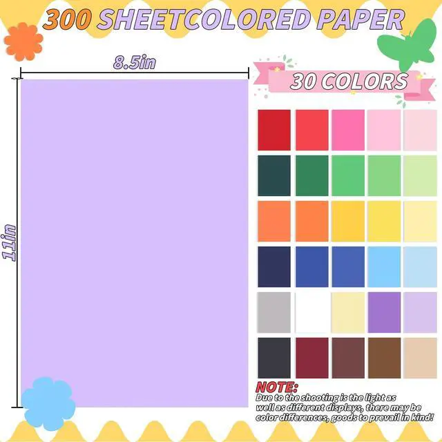 Alt view image 2 of 7 - Colored Cardstock Bulk 300 sheets, 8.5 x 11 Cardstock Paper 30 Assorted Colors Construction Paper,180 GSM Card Stock Scrapbooking Supplies for Diy Crafts Cricut Card Making