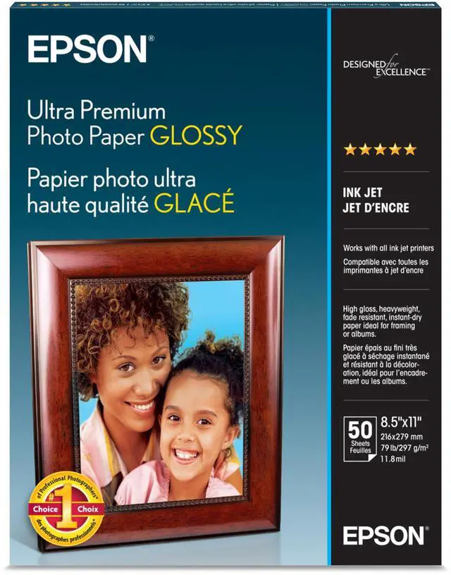 Main image of Ultra Premium Photo Paper Glossy (8.5x11 Inches, 50 Sheets) (S042175),White
