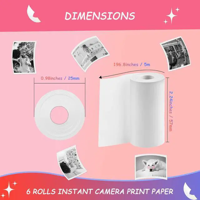 Alt view image 5 of 6 - 6 Rolls Instant Camera Refill Print Paper, HD Print Camera Paper