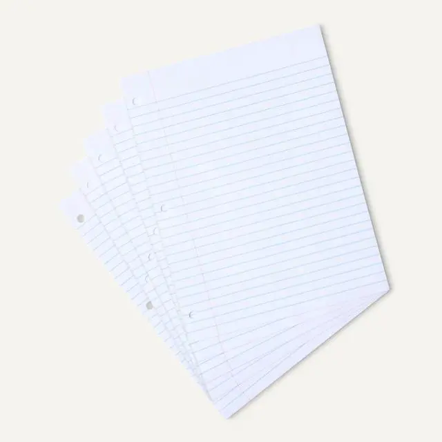 Alt view image 4 of 5 - Wide Ruled Loose Leaf Binder Paper for School or Office, 10.5" x 8", 100 Sheets, White, 6-Pack