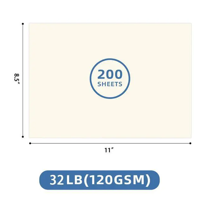 Alt view image 2 of 7 - 200 Sheets Ivory Printer Paper 8.5x11, 32 lb/120 gsm Stationery Paper, Cream Cardstock Paper Sheets for Printing, Copy, Crafts, Letters, Invitations, Laser & Inkjet Printer Compatible
