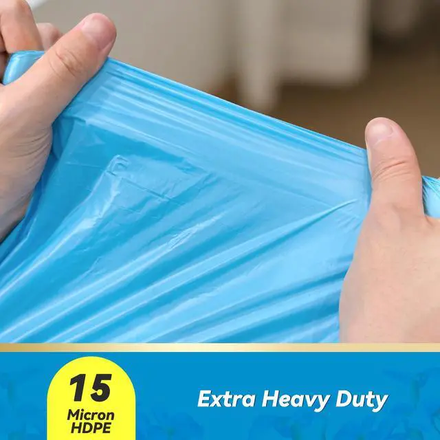 Alt view image 2 of 7 - 300 Count 15 Micron Extra Thick 4 Gallon Drawstring Small Trash Bags
