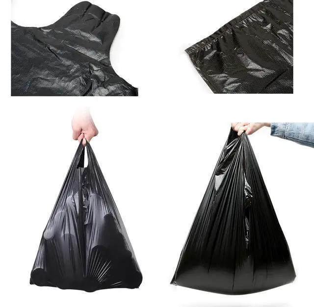 Alt view image 3 of 7 - 100 pcs Black Trash Bags with Handles - 14x22 Super Thick 1.8mil Plastic Rubbish Bags for Office, Picnic, Kitchen, Bulk Use