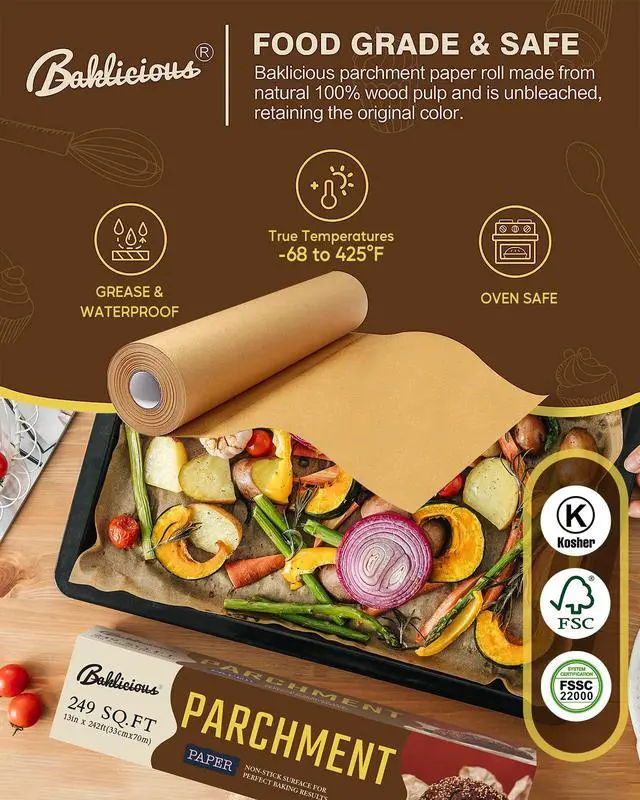 Alt view image 3 of 7 - 13inch x 160ft Unbleached Non-Stick Parchment Roll