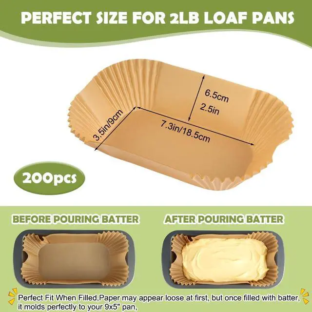 Alt view image 2 of 6 - 200 PCS Loaf Pan Liners, Nonstick Paper Liners for 9x5 Baking Pan