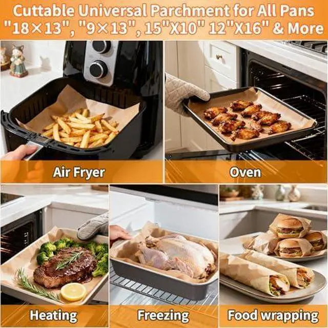 Alt view image 4 of 7 - Unbleached 15x350 ft Parchment Paper Roll, 437 Sq.Ft, Non Stick Brown Extra Long Baking Paper Sheets with Serrated Cutter for Cooking, Baking, Grillin, Steaming Bread Cookies, Oven/Air Fryer/Microwave