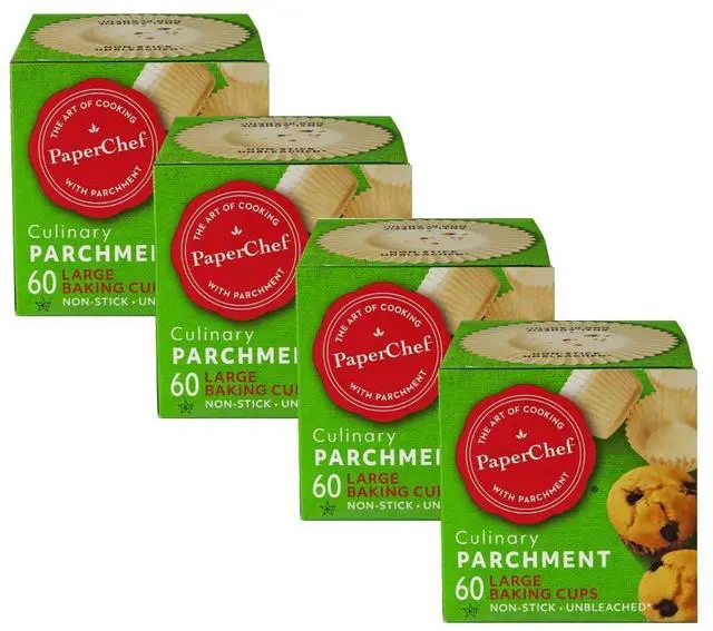 Main image of Large Parchment Baking Cups Nonstick Release 60 Count 4 Pack