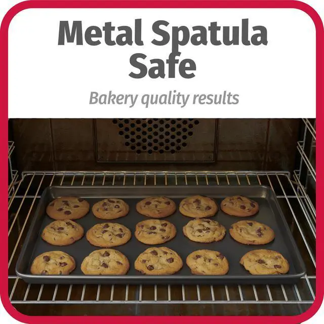 Alt view image 6 of 6 - Everyday Nonstick Baking Sheet Set, 3 Pack Includes Small (13×9) Medium (15×1) and Large (17×11) Pans Carbon Steel Construction Cookie Sheets Bakeware Set, Gray