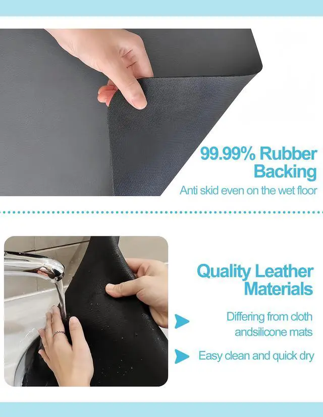 Alt view image 5 of 7 - Dish Drying Mat for Kitchen Counter, 12"x19" Pad with Rubber Backed (Grey)