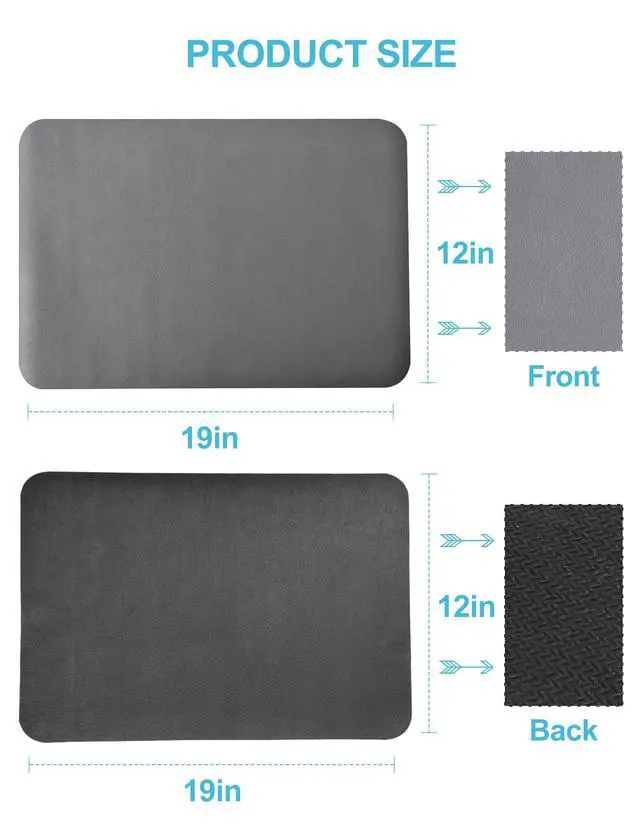Alt view image 7 of 7 - Dish Drying Mat for Kitchen Counter, 12"x19" Pad with Rubber Backed (Grey)
