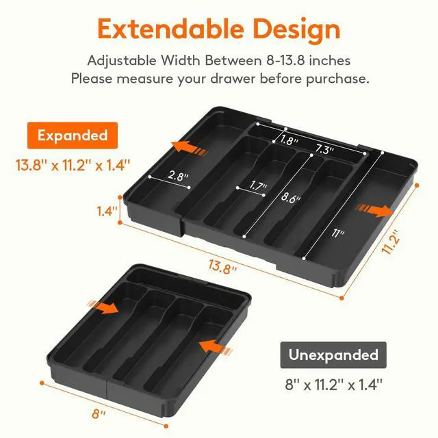 Alt view image 3 of 7 - Expandable Silverware Drawer Organizer, Kitchen Utensil Tray